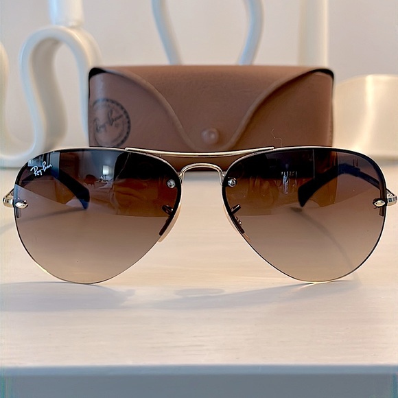 Rayban unisex aviator brown sunglasses - Picture 1 of 5